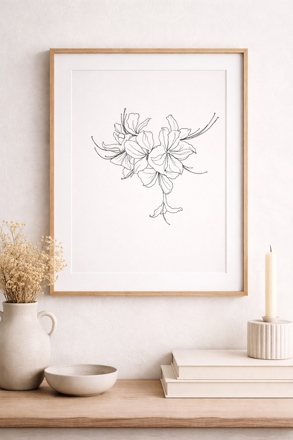Honeysuckle Floral Line Illustration - Minimalist Floral Wall Art