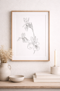 Hibiscus Floral Line Illustration - Minimalist Floral Wall Art