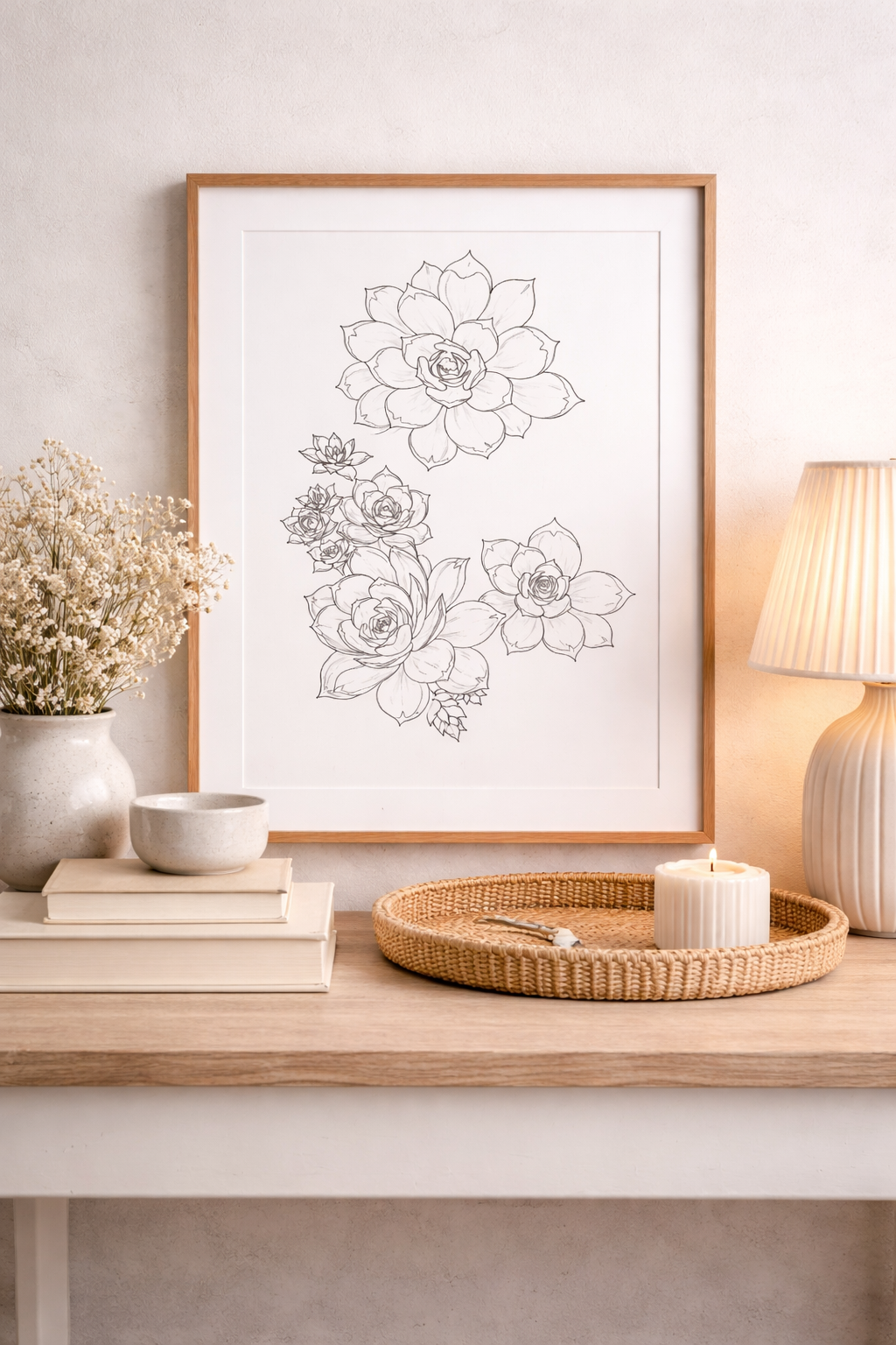 Succulent Line Illustration - Minimalist Botanical Wall Art